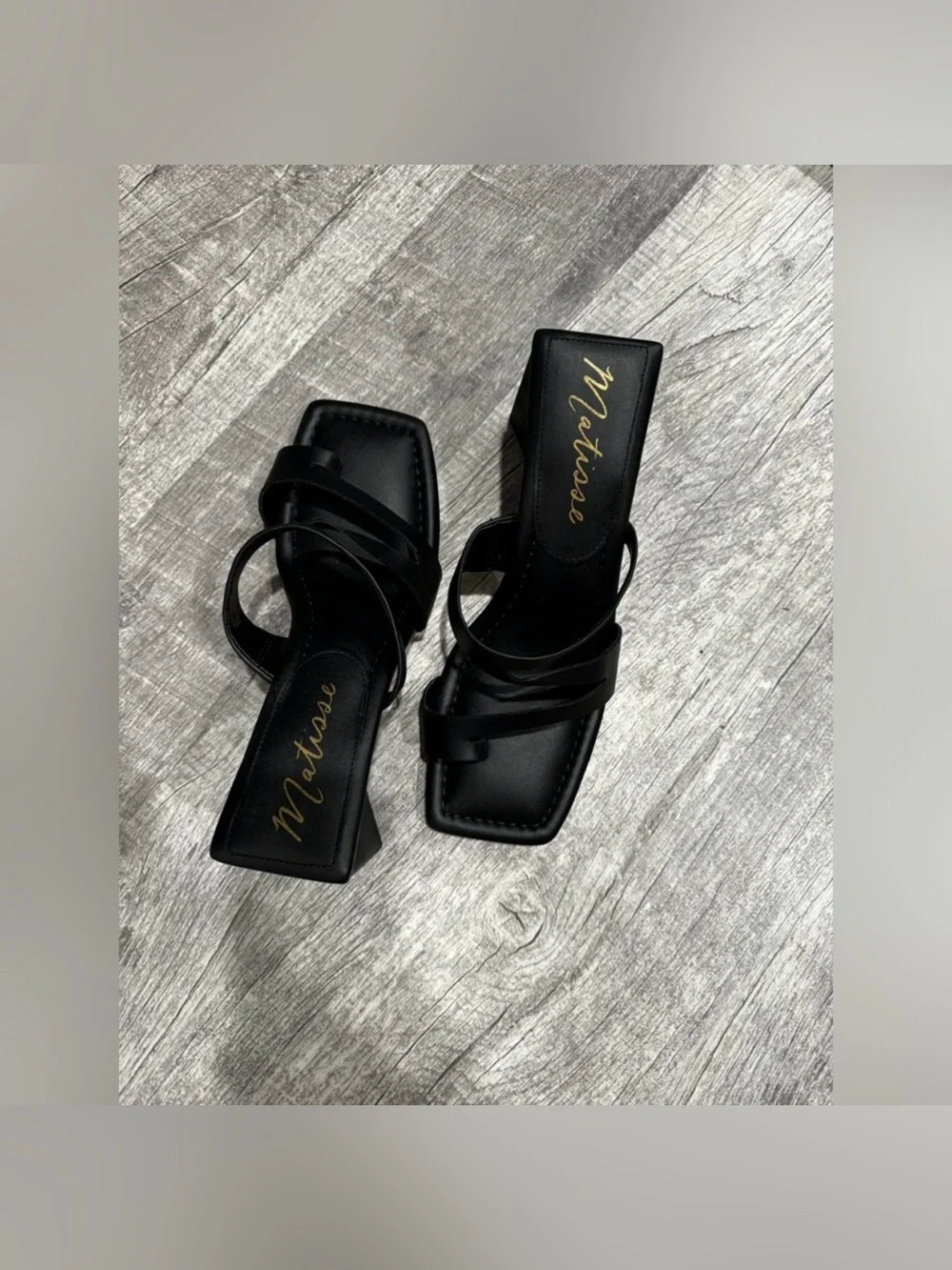 Matisse Black Oslo Sandal Strappy Block Heeled Open Toe Slip On Heels - Picture 6 of 10